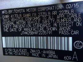 2015 CT 200H LEXUS, SILVER, 1.8L, AT.  Z24907